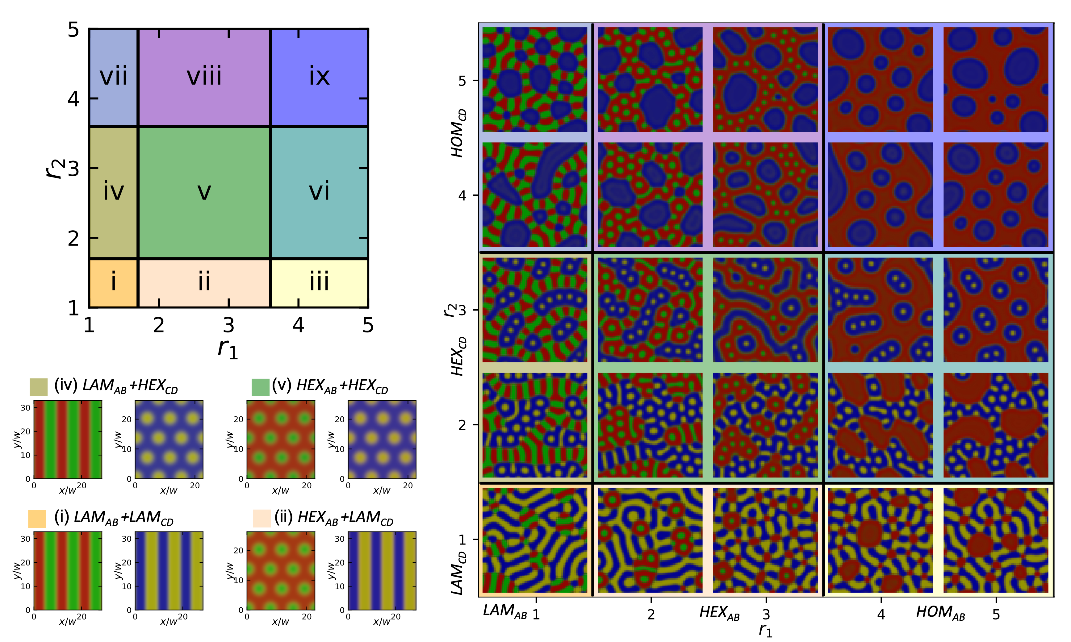 Coexistence of patterned phases